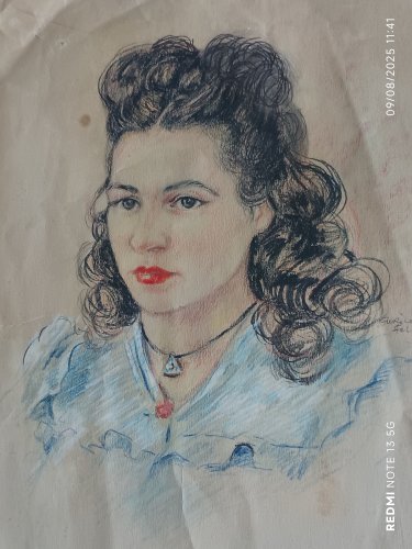 rare portrait de femme de 1944 signé Enrico Fumi 