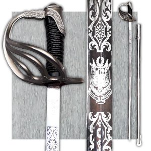 RARE SWORD IN PERU REPUBLICAN GUARD ENGRAVED BLADE XX ORIGINAL
