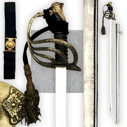 RARE SABRE BELGE D'OFFICIER M1889 '' POUR LE ROI ET LE PATRIE '' LEOPOLD III ORIGINAL