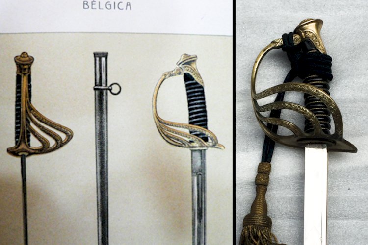 RARE SABRE BELGE D'OFFICIER M1889 '' POUR LE ROI ET LE PATRIE '' LEOPOLD III ORIGINAL