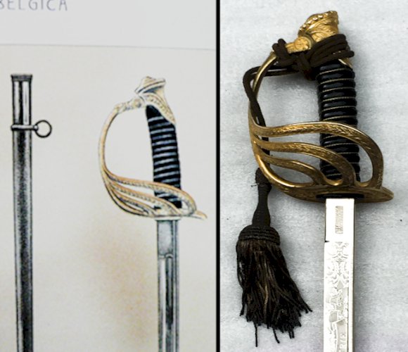 RARE SABRE BELGE '' VAN ROOSBROECK BRUXELLES '' OFFICIER M1889 POUR LE ROI ET LE PATRIE '' ORIGINAL