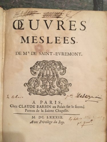 Rare SAINT-EVREMOND (OU SAINT-EVREMONT) Oeuvres meslées Relié 1689 Barbin 1689