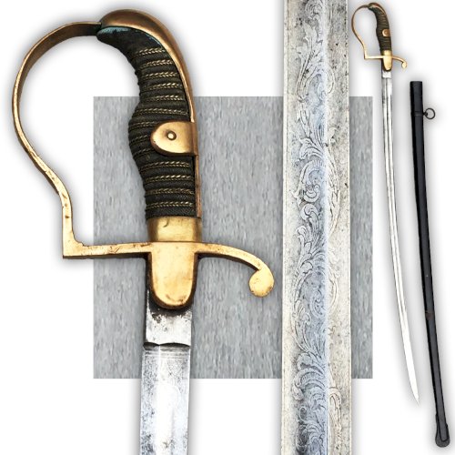 RARE & SUBLIME SABRE ALLEMAND DIT A LA BLUCHER LAME GRAVÉE WW1 ORIGINAL