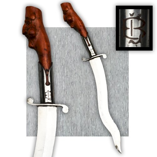 RARE & SUPERBE DAGUE - GLAIVE TURQUE OU INDIEN, LAME CROCHUE DE TYPE KRIS ORIGINAL