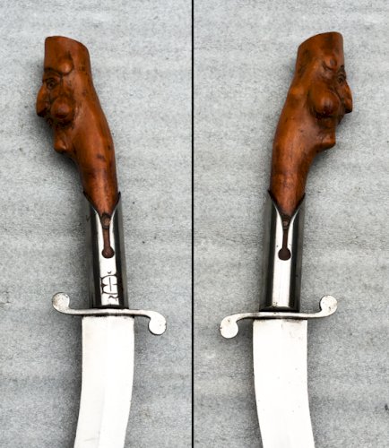 RARE & SUPERBE DAGUE - GLAIVE TURQUE OU INDIEN, LAME CROCHUE DE TYPE KRIS ORIGINAL