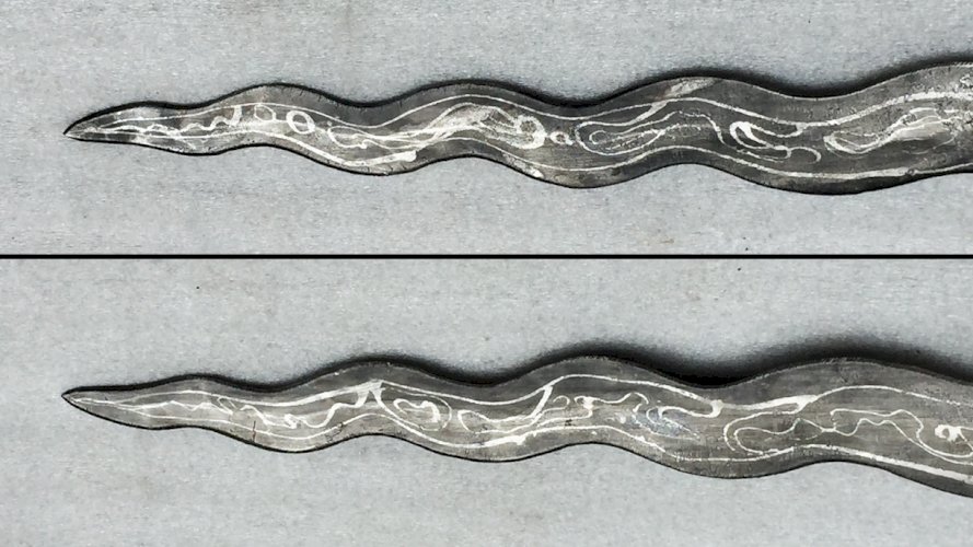 RARE & SUPERBE SABRE COURT DIT :  KRISS , BOIS SCULPTÉ, XIX, ORIGINAL