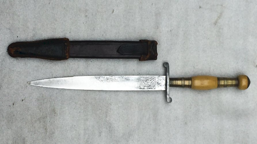 RARISSIME & BEAU POIGNARD / SABRE AMÉRIQUE DU SUD / ALLEMAND,  HIGH LIFE , XIX, ORIGINAL #44