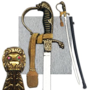 RARISSIME & BEAU SABRE DOFFICIER PRUSSIEN ALLEMAND A TETE DE LION KAISER XIX ORIGINAL