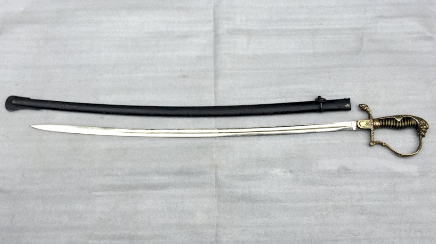 RARISSIME & BEAU SABRE D'OFFICIER PRUSSIEN ALLEMAND A TETE DE LION KAISER XIX ORIGINAL