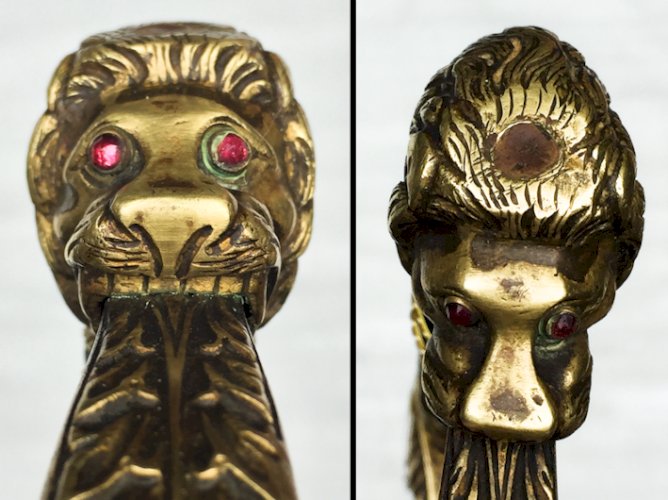RARISSIME & BEAU SABRE D'OFFICIER PRUSSIEN ALLEMAND A TETE DE LION KAISER XIX ORIGINAL