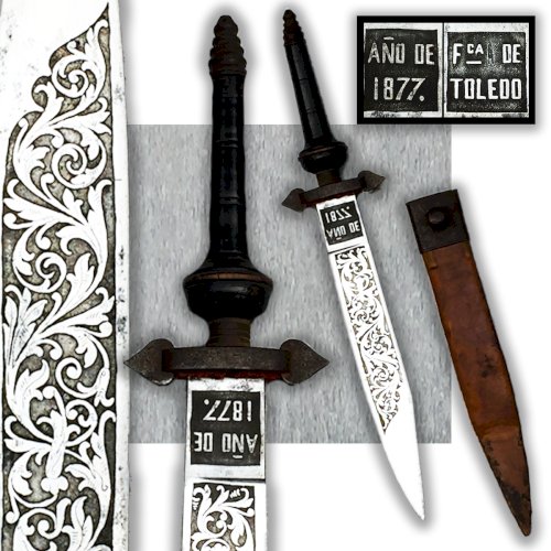 RARISSIME  DAGUE DE LUXE ESPAGNOLE  TOLEDO 1877, PAS SABRE, ESPAGNE, XIX, ORIGINAL