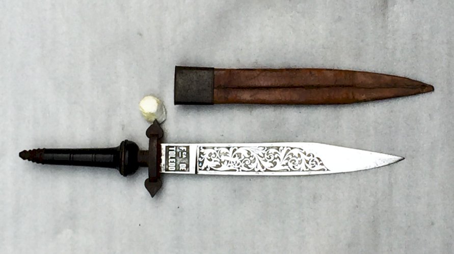 RARISSIME  DAGUE DE LUXE ESPAGNOLE  TOLEDO 1877, PAS SABRE, ESPAGNE, XIX, ORIGINAL