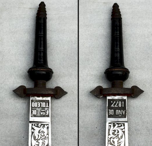 RARISSIME  DAGUE DE LUXE ESPAGNOLE  TOLEDO 1877, PAS SABRE, ESPAGNE, XIX, ORIGINAL