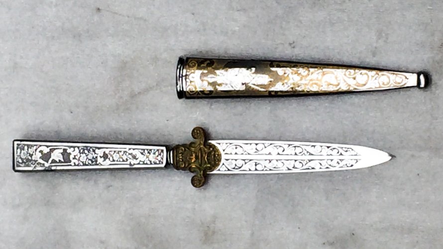 RARISSIME  DAGUE DE LUXE FRANCAISE , DORURE, 1870, FINEMENT GRAVÉE, NAPOLÉON III, XIX, ORIGINAL