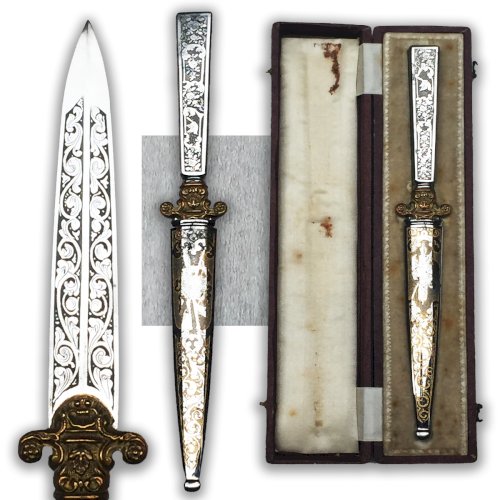 RARISSIME  DAGUE DE LUXE FRANCAISE , DORURE, 1870, FINEMENT GRAVÉE, NAPOLÉON III, XIX, ORIGINAL