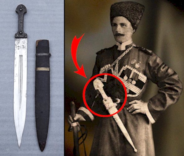 RARISSIME & MASSIF KINDJAL, CAUCASIEN, COSAQUE, RUSSIE IMPÉRIALE, NICOLAS II, XIX, ORIGINAL