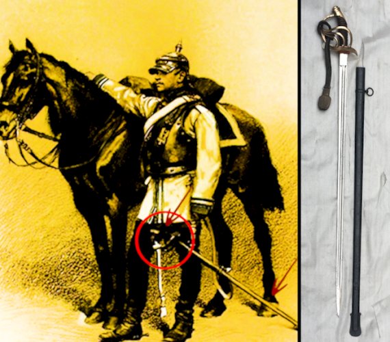 RARISSIME & MASSIF SABRE DE LUXE, PALASH DE CUIRASSIER PRUSSIEN, LAME GRAVEE, KAISER, XIX, ORIGINAL
