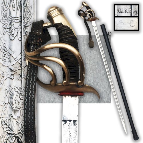 RARISSIME & MASSIF SABRE DE LUXE, PALASH DE CUIRASSIER PRUSSIEN, LAME GRAVEE, KAISER, XIX, ORIGINAL