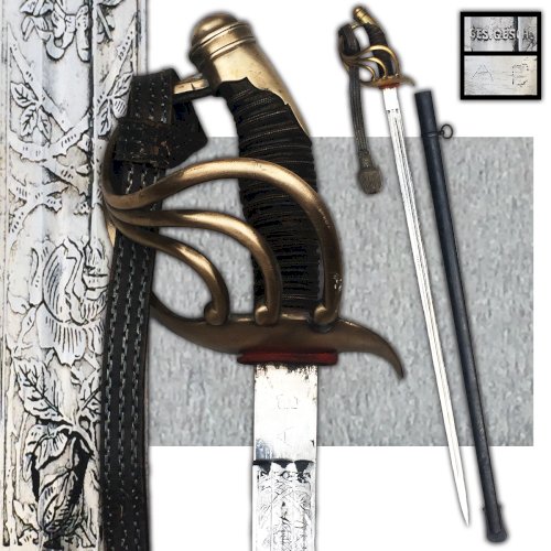 RARISSIME & MASSIF SABRE DE LUXE, PALASH DE CUIRASSIER PRUSSIEN, LAME GRAVEE, KAISER, XIX, ORIGINAL