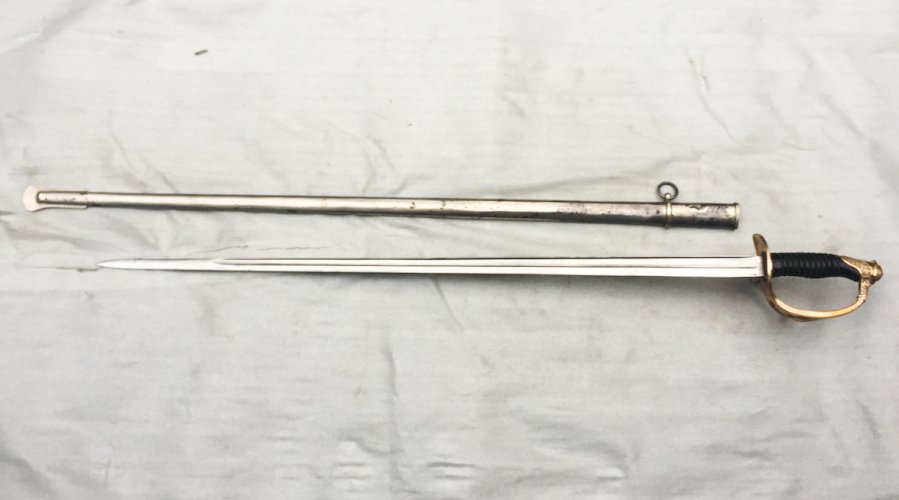 RARISSIME & MASSIF SABRE PALASH FRANCAIS DOFFICIER DE CAVALERIE DE LIGNE, MOD. 1882, XIX, ORIGINAL