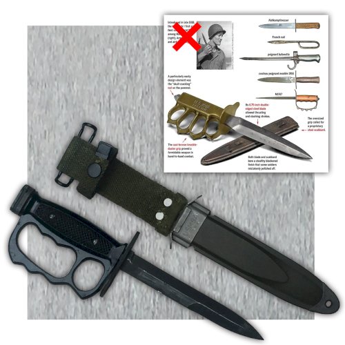 RARISSIME POIGNARD BAIONNETTE COUP DE POING USM7 USA POSTWW2 VIETNAM ORIGINAL