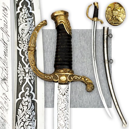 ✔RARISSIME SABRE DE LUXE DE HAUT OFFICIER MITRAILLEUR, SECONDE EMPIRE, DORURE DORIGINE, 1849, ORIGINAL
