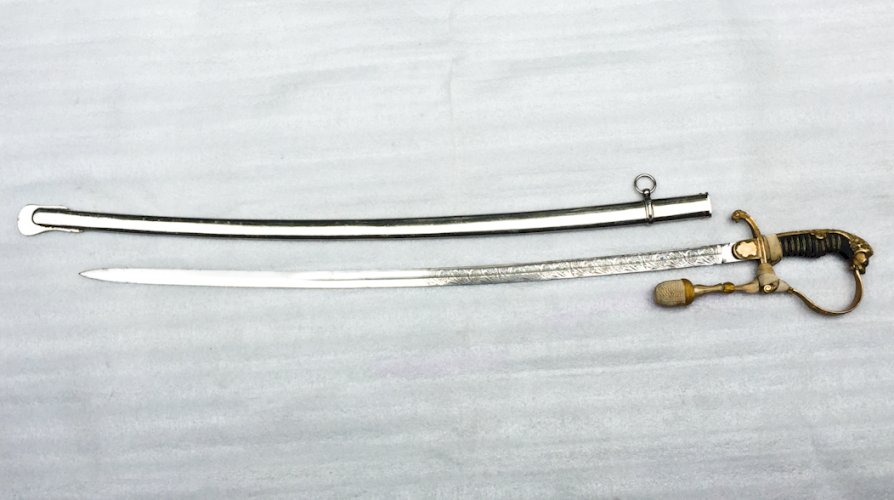 RARISSIME SABRE DE LUXE PRUSSIEN OFFICIER SUPÉRIEUR, DORURE, TETE DE LION, ARTILLERIE, XIX, ORIGINAL