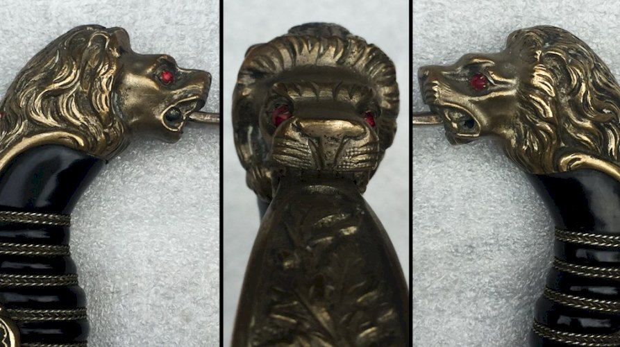 RARISSIME SABRE LUXE CHEF POMPIER PRUSSIEN - YEUX RUBIS - CLEM & JUNG - XIX - ORIGINAL