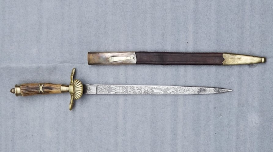 RARISSIME & SUPERBE DAGUE DE CHASSE ALLEMANDE,  PRIX DE TIR , EICKORN  LAME GRVAÉE, ORIGINAL