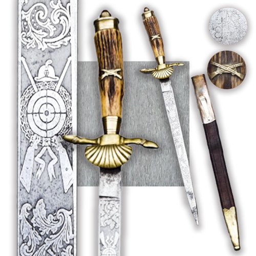 RARISSIME & SUPERBE DAGUE DE CHASSE ALLEMANDE,  PRIX DE TIR , EICKORN  LAME GRVAÉE, ORIGINAL