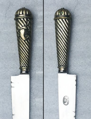 RARISSIME & SUPERBE DAGUE / GLAIVE ARGENTINE + COFFRE EN BOIS, TYPE GAUCHO, XIX, ORIGINAL