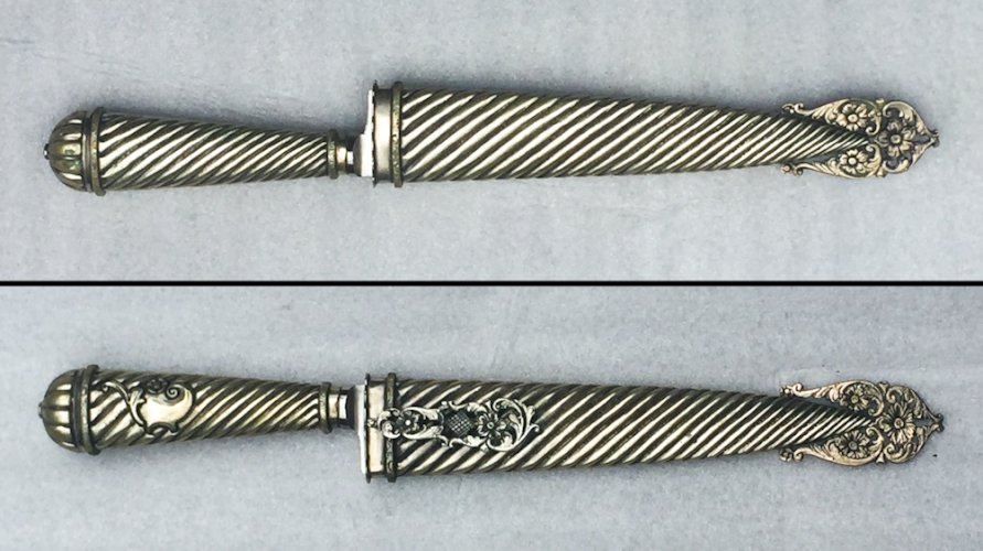 RARISSIME & SUPERBE DAGUE / GLAIVE ARGENTINE + COFFRE EN BOIS, TYPE GAUCHO, XIX, ORIGINAL