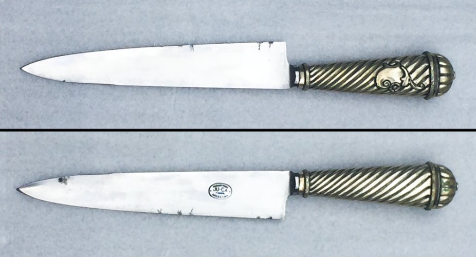 RARISSIME & SUPERBE DAGUE / GLAIVE ARGENTINE + COFFRE EN BOIS, TYPE GAUCHO, XIX, ORIGINAL