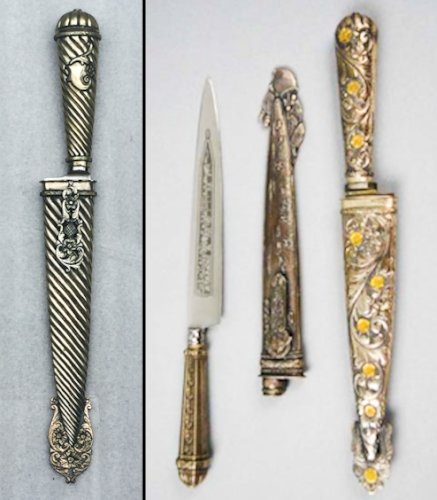 RARISSIME & SUPERBE DAGUE / GLAIVE ARGENTINE + COFFRE EN BOIS, TYPE GAUCHO, XIX, ORIGINAL