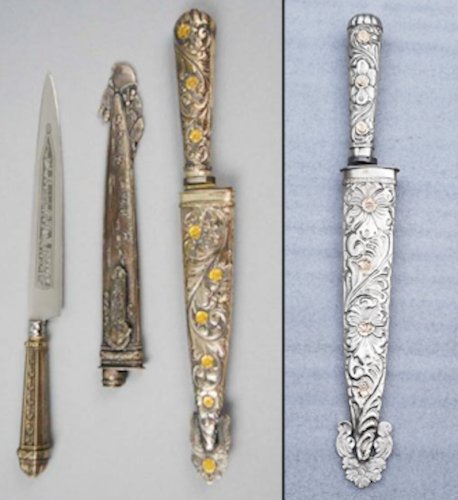 RARISSIME & SUPERBE DAGUE / GLAIVE ARGENTINE, TYPE GAUCHO, XIX, ENTIÈREMENT GRAVÉ, ORIGINAL