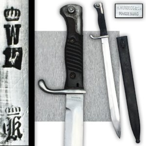 RARE & SUPERB GERMAN SWORD / BAYONET, PRUSSIAN, H.MUNDLOS & C°, WW1, ORIGINAL