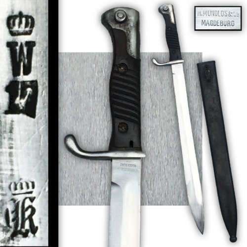 RARISSIME & SUPERBE GLAIVE / BAIONNETTE ALLEMANDE, PRUSSIENNE, H.MUNDLOS & C°, WW1, ORIGINAL