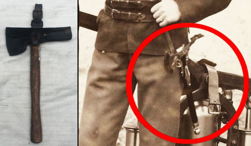 RARISSIME & SUPERBE HACHE DHONNEUR DES POMPIERS ALLEMANDS, COMPLETE, ORIGINALE #39