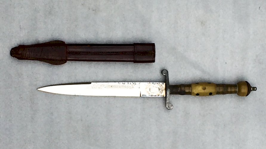 RARISSIME & SUPERBE POIGNARD / SABRE ALLEMAND GRAVÉ D'OR HIGH LIFE 1910 CUCHILLO ORIGINAL