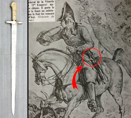 RARISSIME & SUPERBE SABRE COURT DE CHASSE FRANCAIS LAME GRAVÉE XVIII ORIGINAL