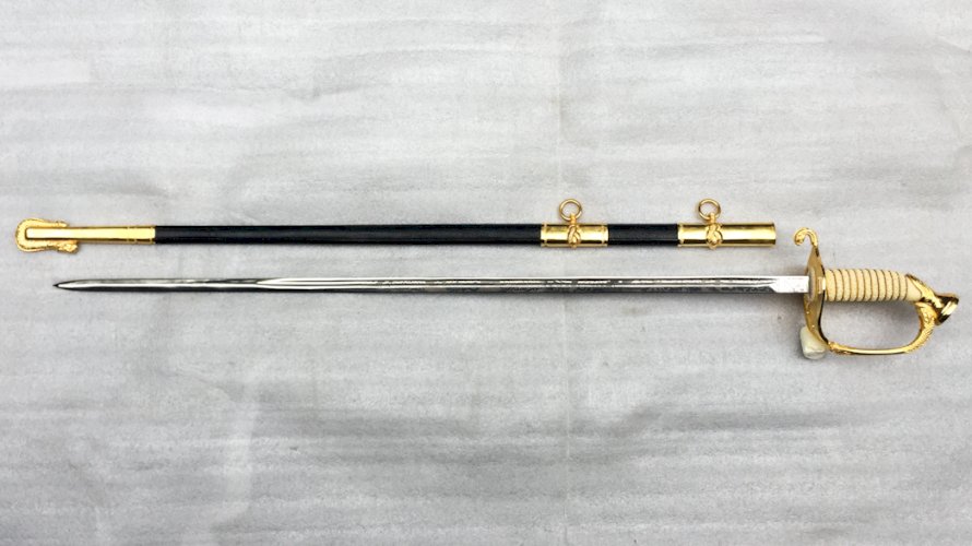RARISSIME & SUPERBE SABRE DE MARINE US AMÉRICAIN BERMEJO TOLEDO LAME GRAVÉE XX COMPLET
