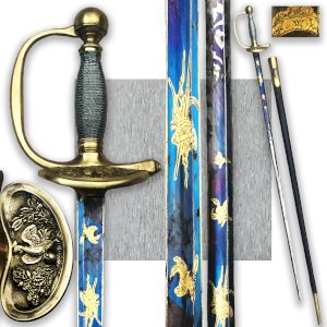 RARISSME & LUXUEUSE ÉPÉE / SABRE ETAT MAJOR FRANCAIS,  OR & BLEUE  LOUIS PHILIPPE, XIX, ORIGINAL