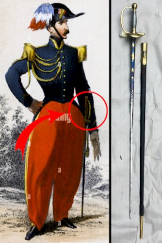 RARISSME & LUXUEUSE ÉPÉE / SABRE ETAT MAJOR FRANCAIS,  OR & BLEUE  LOUIS PHILIPPE, XIX, ORIGINAL