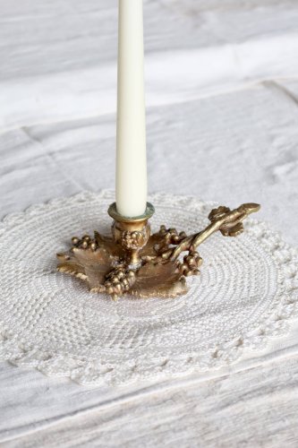 Rat de cave vintage en laiton – Décor feuilles de vigne et grappes