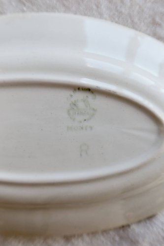 Ravier ancien Céranord modèle Monty – Faïence décor géométrique bordeaux