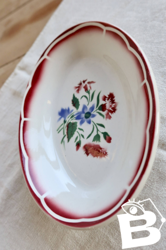 Ravier ancien faïence Sarreguemines Digoin - Modèle José - Décor fleuri