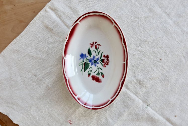 Ravier ancien faïence Sarreguemines Digoin - Modèle José - Décor fleuri