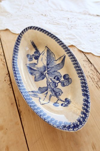 Ravier ancien terre de fer Grand Dépôt Émile Bourgeois - Décor bleu