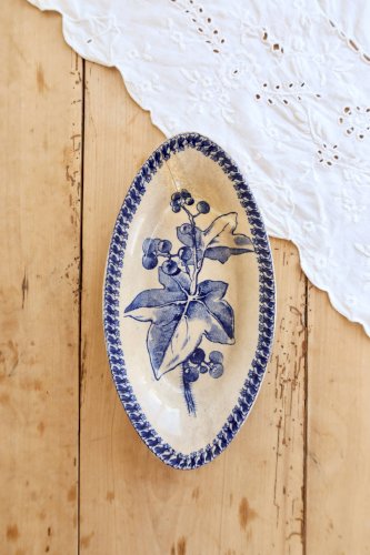 Ravier ancien terre de fer Grand Dépôt Émile Bourgeois - Décor bleu