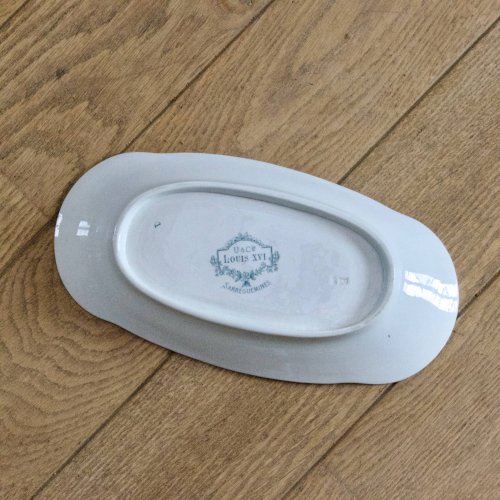 Ravier ancien XIXe terre de fer signé Sarreguemines collection Louis XVI